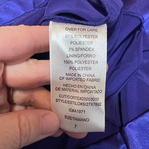 B. SMART Womens Size 7 One Shoulder Cocktail Dress Satin Royal Purplish Blue - Picture 5 of 10